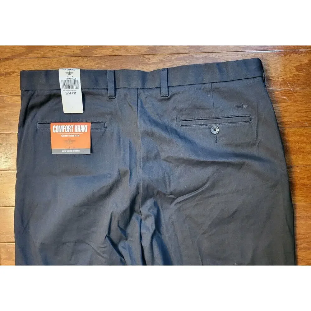 NWT Dockers Pants Mens Gray Flat Front Classic Fit Casual Size W38xL32